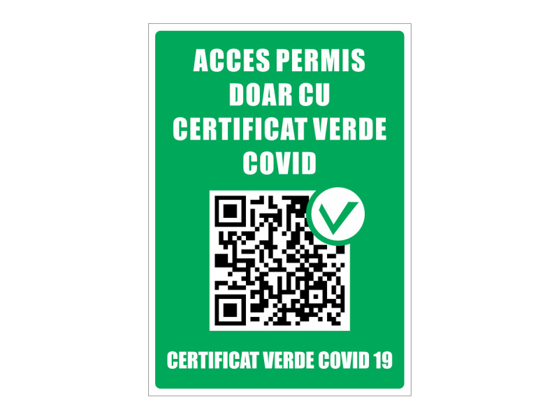 Indicator Acces cu Certificat Verde Covid, format A5 - Fotografie 1