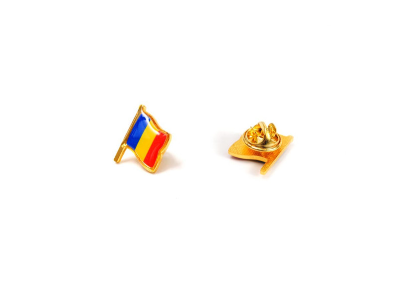 Insigna pin steag Romania - Fotografie 2