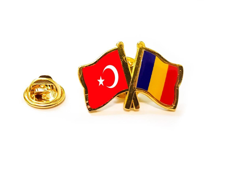 Insigna pin dublu steag Romania si orice steag - bulk - Fotografie 37
