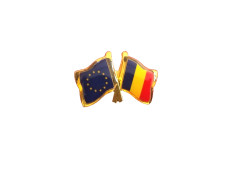 Insigna pin dublu steag Romania si UE - bulk