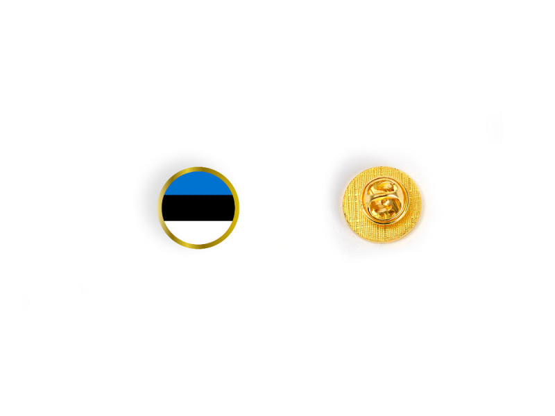 Insigna pin rotunda personalizabila, steag Estonia - Fotografie 1