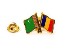 Insigna pin steag Romania si Turkmenistan