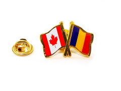 Insigna pin steag Romania si Canada