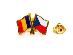 Insigna pin steag Romania si Cehia