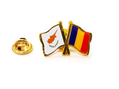 Insigna pin steag Romania si Cipru
