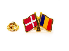Insigna pin steag Romania si Danemarca