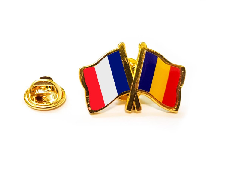Insigna pin dublu steag, Romania si orice steag - Fotografie 5