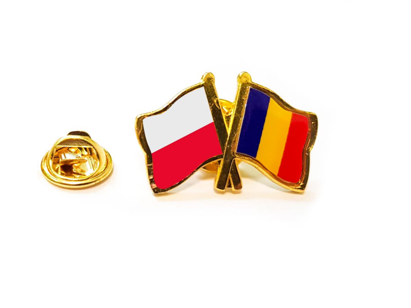 Insigna pin dublu steag, Romania si diverse tari - Fotografie 16