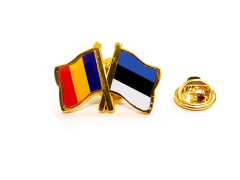 Insigna pin steag Romania si Estonia