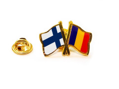 Insigna pin steag Romania si Finlanda