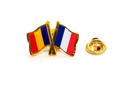 Insigna pin steag Romania si Franta