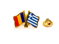 Insigna pin steag Romania si Grecia