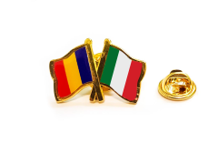 Insigna pin steag Romania si Italia