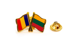 Insigna pin steag Romania si Lituania