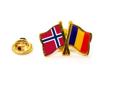 Insigna pin steag Romania si Norvegia