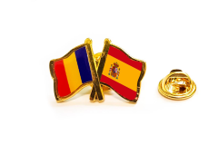 Insigna pin steag Romania si Spania