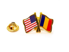 Insigna pin steag Romania si SUA
