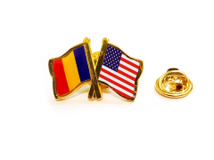 Insigna pin steag Romania si SUA