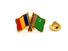 Insigna pin steag Romania si Turkmenistan