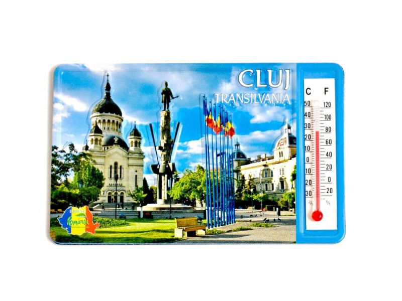 Magnet suvenir termometru Cluj 6 x 9.5 cm - Fotografie 1