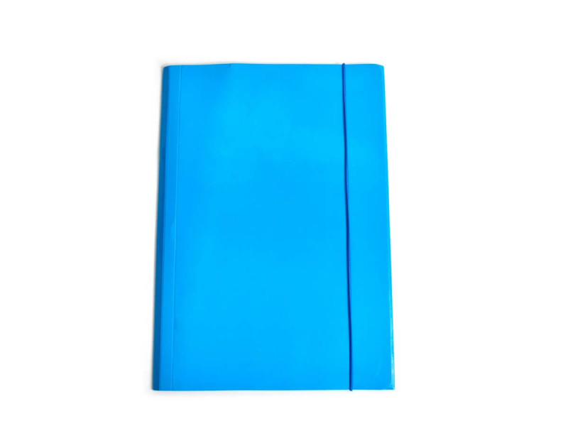 Mapa carton plastifiat cu elastic, Bleu - Fotografie 1