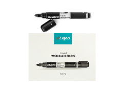 Marker lichid SET Whiteboard Liqeo pentru tabla, varf rotund NEGRU - 12 buc/set