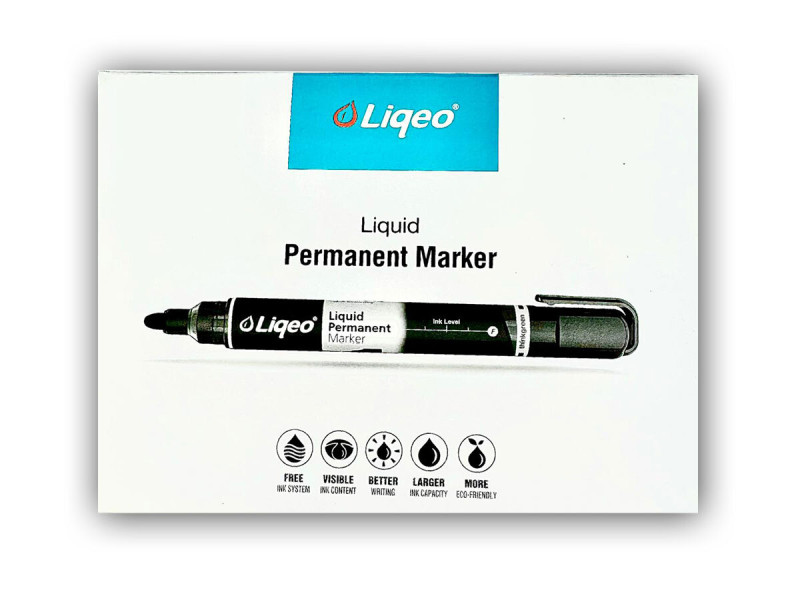 Marker permanent Liqeo, varf rotund NEGRU - Fotografie 1