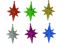 Ornament Craciun, Stea color, 8 cm, 6 buc/set