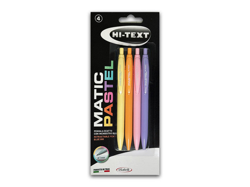 Pix Hi-Text retractabil 906 Matic Pastel , 4 culori/blister, cerneala albastra - Fotografie 1