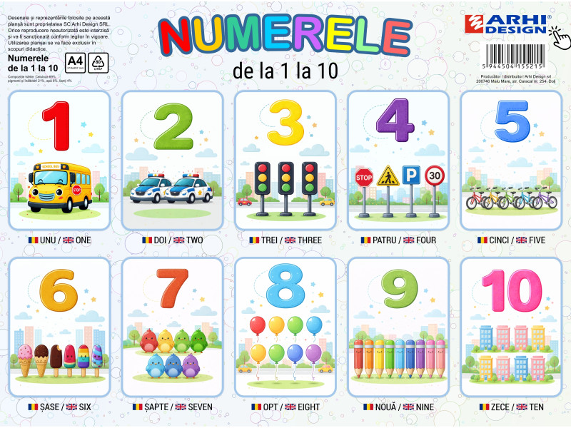 Plansa - Cifrele A4 din carton cu lacuire UV - Fotografie 1