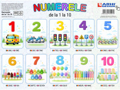 Plansa - Cifrele A4 din carton cu lacuire UV, set 25