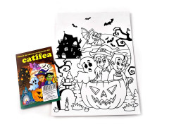 Plansa de colorat cu insertie din catifea A4 - Halloween
