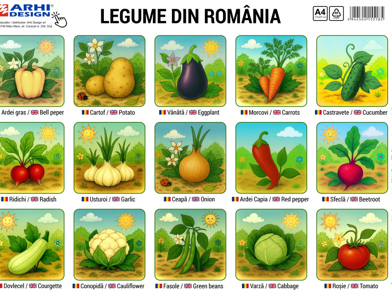 Plansa legume A4 din carton cu lacuire UV, set 5 - Fotografie 1