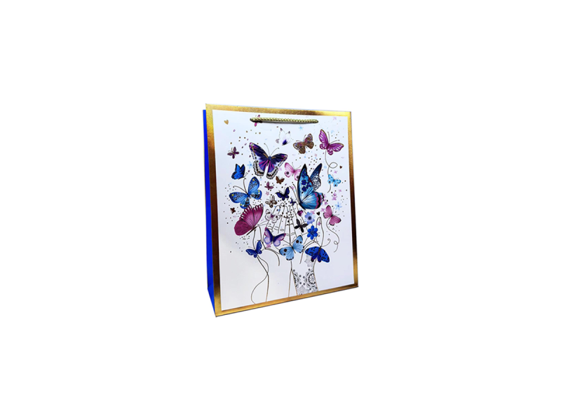 Punga cadou Fluturi, Alb, dimensiune 18*23*10 cm, Model 2 - Fotografie 1