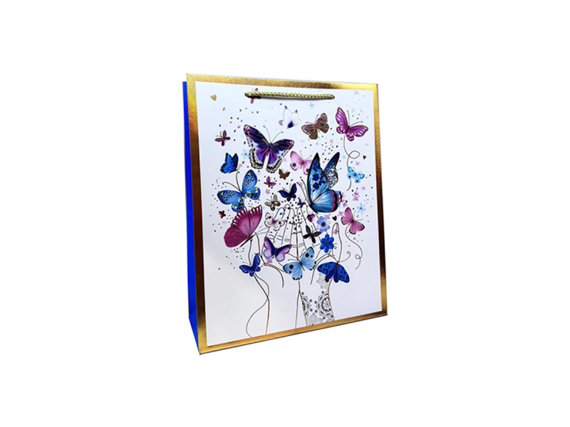 Punga cadou Fluturi, Alb, dimensiune 26*32*12 cm, Model 2 - Fotografie 1