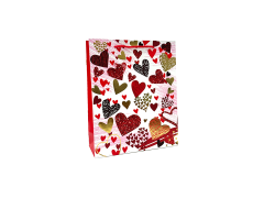 Punga cadou Inimi, Alb, dimensiune 26*32*10 cm