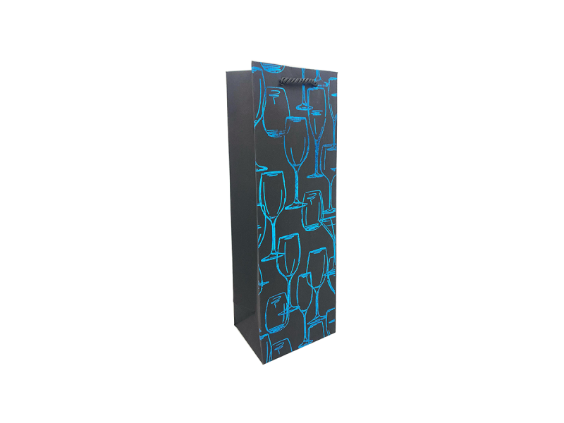 Punga cadou pentru sticla Black Glasses, dimensiune 12*35*9 cm, pahar bleu - Fotografie 1