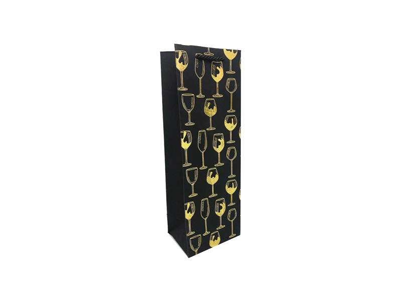 Punga cadou pentru sticla Black Glasses, dimensiune 12*35*9 cm, pahar galben, 5 buc/set - Fotografie 1