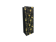 Punga cadou pentru sticla Black Glasses, dimensiune 12*35*9 cm, pahar galben