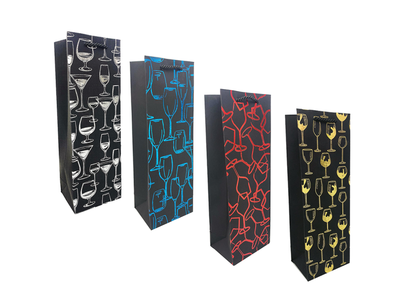 Punga cadou pentru sticla Glasses, dimensiune 12*9*36 cm, diverse culori - Fotografie 1