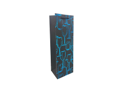 Punga cadou pentru sticla Glasses, dimensiune 12*9*36 cm, Negru/Albastru