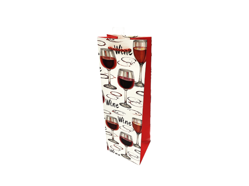 Punga cadou pentru sticla Red Glass, dimensiune 11,5*35*9 cm, bordeaux, 25 buc/set - Fotografie 1