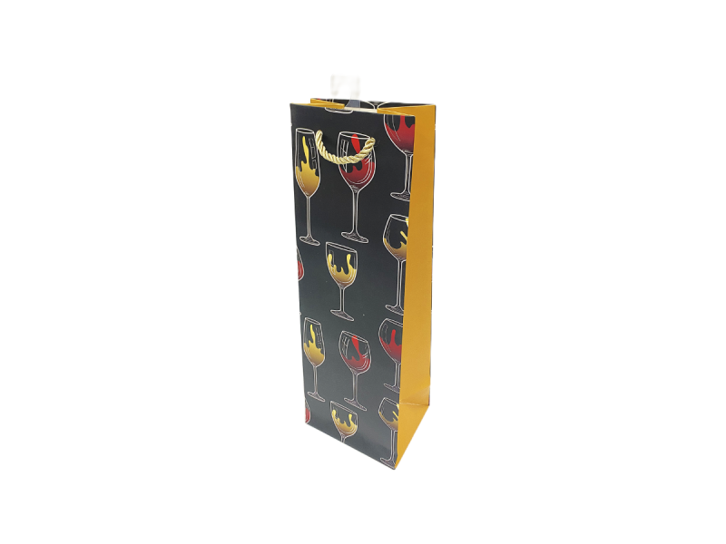Punga cadou pentru sticla Red Glass, dimensiune 11,5*35*9 cm, golden, 5 buc/set - Fotografie 1
