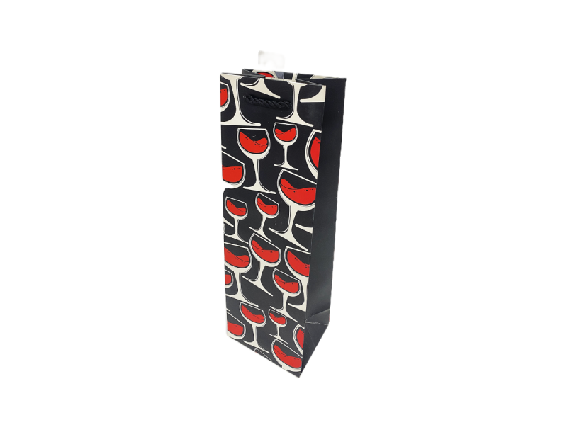 Punga cadou pentru sticla Red Glass, dimensiune 11,5*35*9 cm, Rosu inchis, 25 buc/set - Fotografie 1