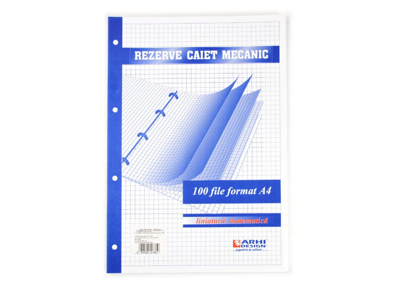 Rezerva universala caiet mecanic A4, 100 file, 4 gauri, Matematica sau Romana - Fotografie 2