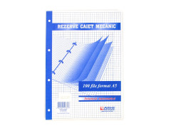 Rezerva universala caiet mecanic A5, 100 file, 4 gauri, Matematica