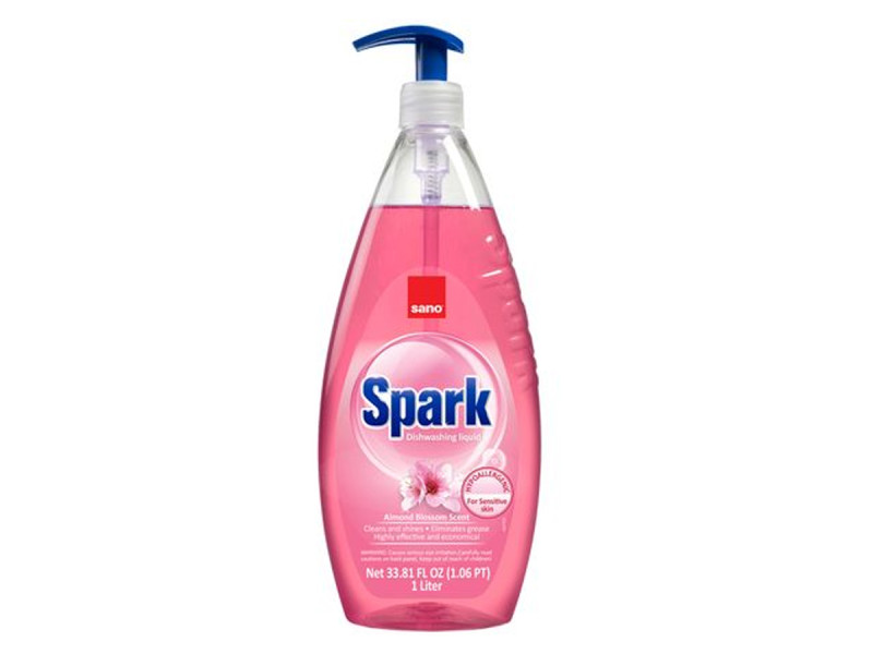 Sano Spark, detergent lichid de vase Migdale, 1L - Fotografie 1