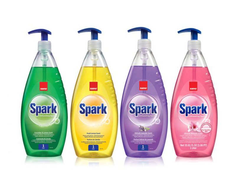 Sano Spark, detergent lichid de vase, 1L - Fotografie 1
