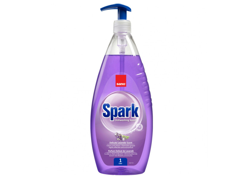 Sano Spark, detergent lichid de vase Lavanda, 1L - Fotografie 1