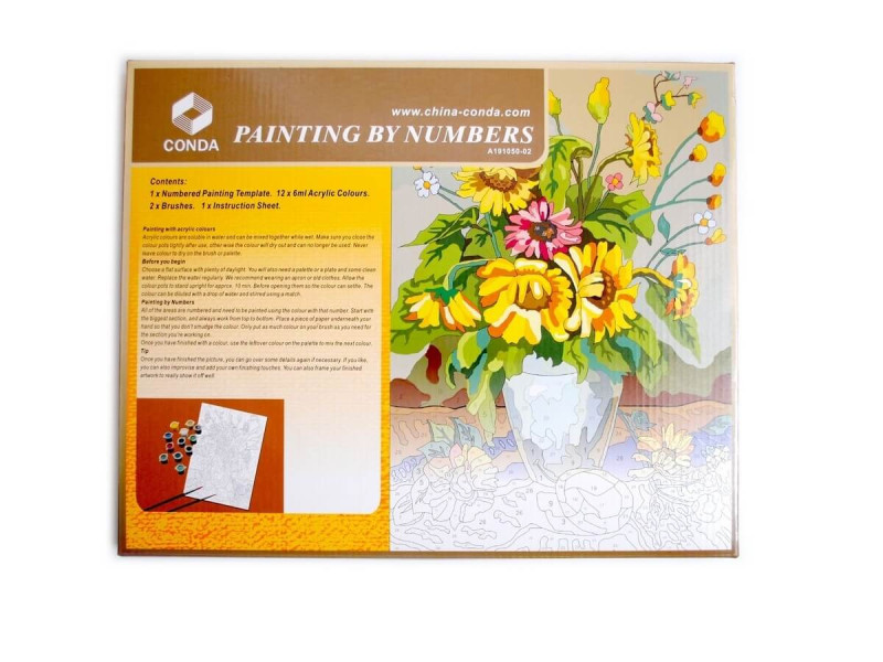 Set canvas predesenat Flori in vaza, pictura pe numere - Fotografie 2